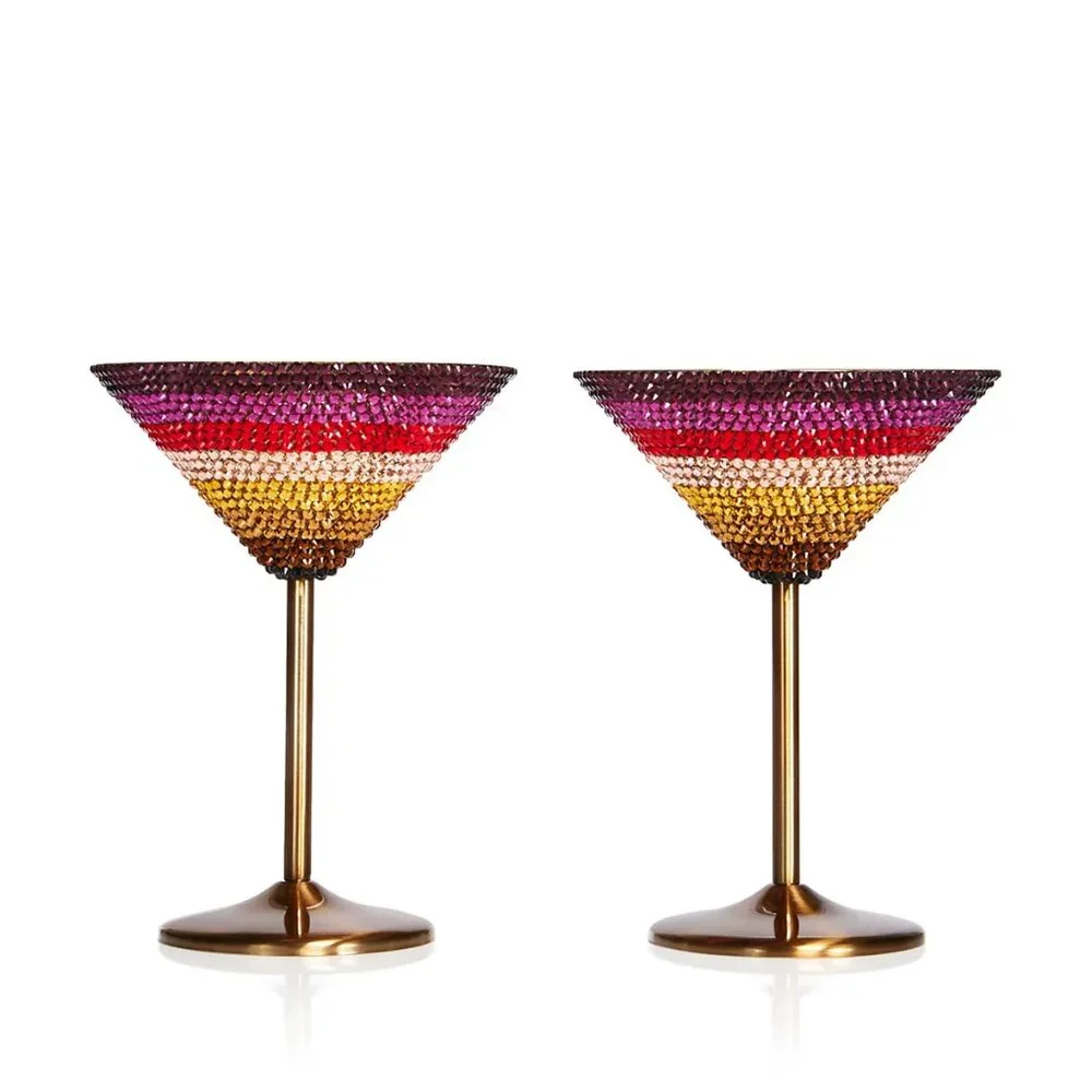 ❌SOLD❌Rare! Kurt Geiger - Wonka x Kurt Geiger London Stripe Martini Glasses - Picture 2 of 5